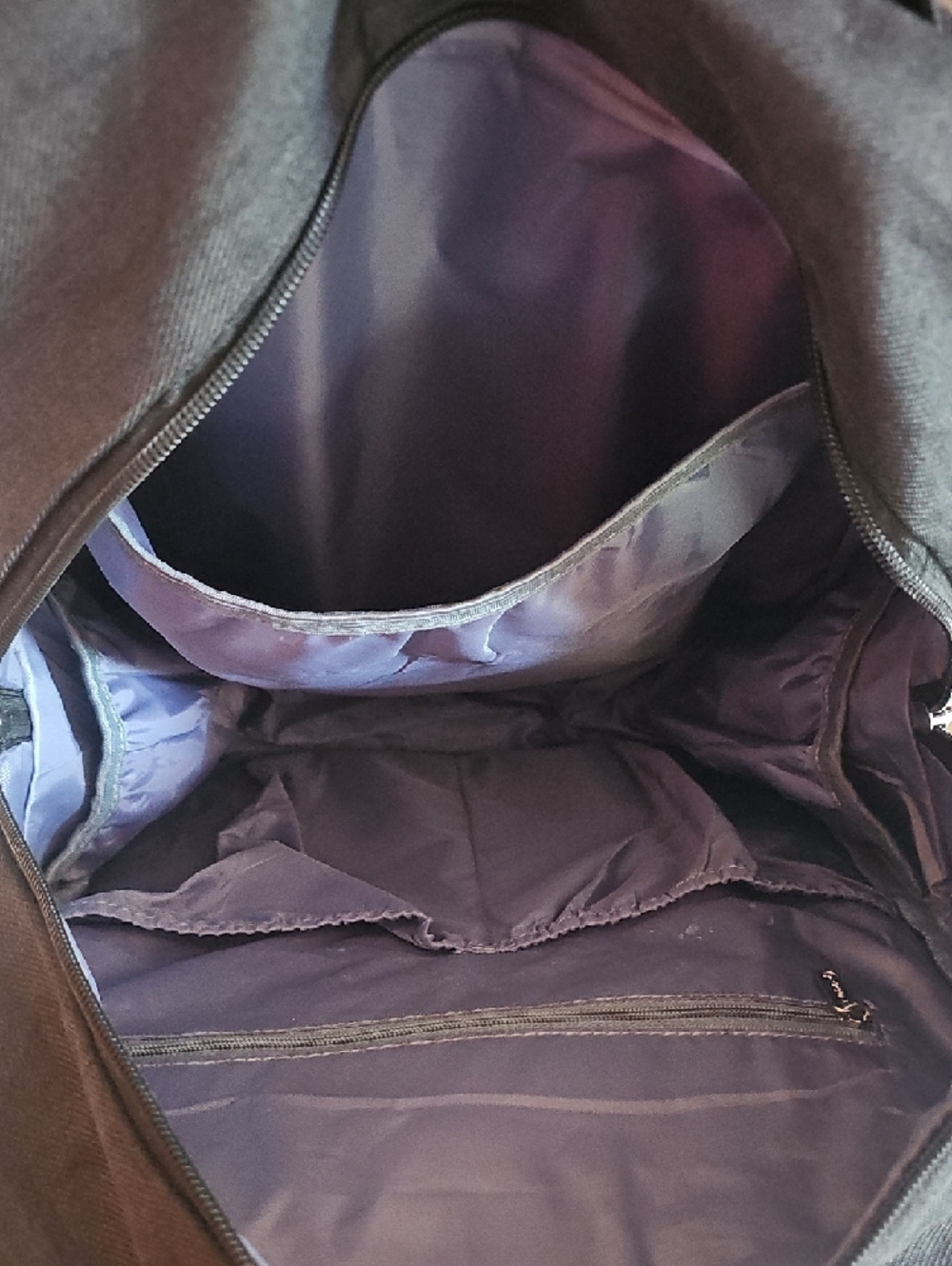 Backpack Baby Bag Black Quilted Travel Backpack with Tan Accents - Picture 13 of 13